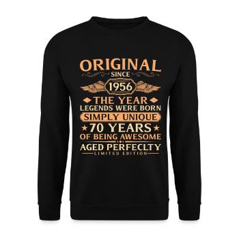Original 1956 Jahrgang - 70. Geburtstag - Unisex Pullover - Schwarz - Vorne - Alina (178cm) & Michal (187cm)