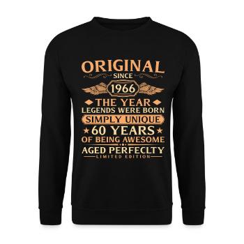 Original 1966 Vintage - 60ème Anniversaire - Sweat-shirt Unisexe - noir - Devant - Alina (178cm) & Michal (187cm)