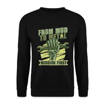 Military Mechanic From Mud To Metal - Unisex Sweatshirt - black - Front - Alina (178cm) & Michal (187cm)