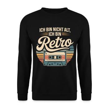 Ich bin Retro Kassette - Unisex Pullover - Schwarz - Vorne - Alina (178cm) & Michal (187cm)