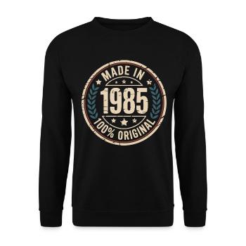 1985 Original Vintage Abzeichen - Unisex Pullover - Schwarz - Vorne - Alina (178cm) & Michal (187cm)