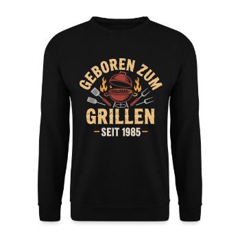 Geboren Zum Grillen Seit 1985 - Unisex Pullover - Schwarz - Vorne - Alina (178cm) & Michal (187cm)