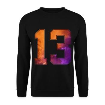 NR. 13 NUMMER 13 COLLEGE 13. GEBURTSTAG - Unisex Pullover - Schwarz - Vorne - Alina (178cm) & Michal (187cm)