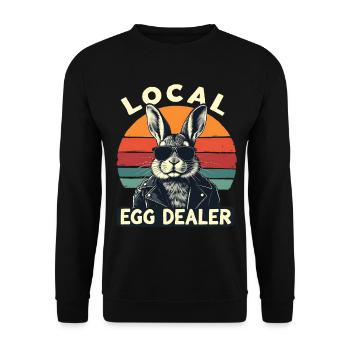 Local Egg Dealer Bunny Retro - Unisex Sweatshirt - black - Front - Alina (178cm) & Michal (187cm)