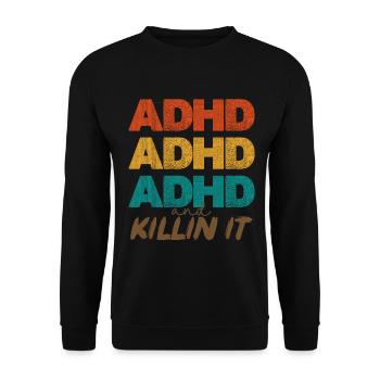 ADHD Power Farbstacking - Unisex Pullover - Schwarz - Vorne - Alina (178cm) & Michal (187cm)