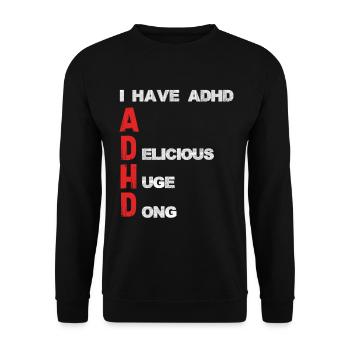 ADHD Schriftzug Vertikale Akzente - Unisex Pullover - Schwarz - Vorne - Alina (178cm) & Michal (187cm)