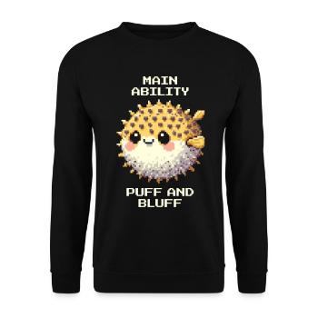 Main Ability | Pufferfish - Unisex Sweatshirt - black - Front - Alina (178cm) & Michal (187cm)