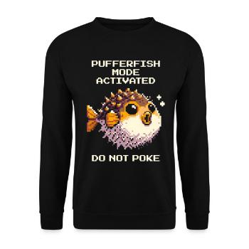 Pufferfish mode active: do not prick | Gaming - Unisex Sweatshirt - black - Front - Alina (178cm) & Michal (187cm)