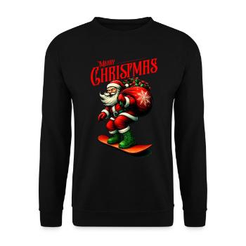 Snowboard Weihnachtsmann – Merry Christmas Fun - Unisex Pullover - Schwarz - Vorne - Alina (178cm) & Michal (187cm)