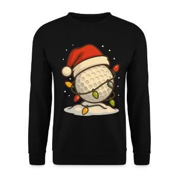 Funny Golf Christmas Golf Ball Santa Hat - Unisex Sweatshirt - black - Front - Alina (178cm) & Michal (187cm)