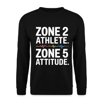 Halbmarathon Zone 2 TRaining für Läufer Laufshirt - Unisex Pullover - Schwarz - Vorne - Alina (178cm) & Michal (187cm)
