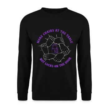 Humanité Égalité Plus de chaînes sur la table - Sweat-shirt Unisexe - noir - Devant - Alina (178cm) & Michal (187cm)