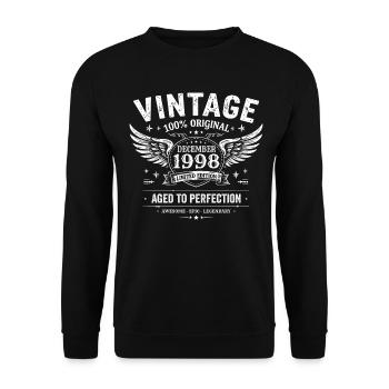 Cadeau Vintage Decembre 1998 Anniversaire 1998 - Sweat-shirt Unisexe - noir - Devant - Alina (178cm) & Michal (187cm)