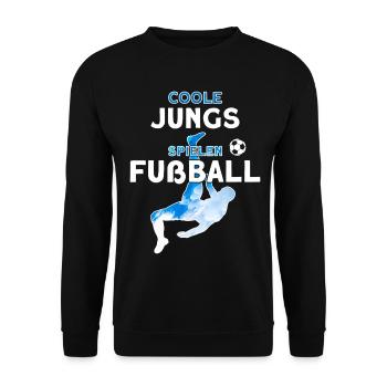 COOLE JUNGS SPIELEN FUßBALL - Unisex Pullover - Schwarz - Vorne - Alina (178cm) & Michal (187cm)