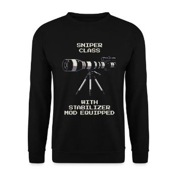 Classe de tireur d’élite | Téléobjectif avec stabilisateur - Sweat-shirt Unisexe - noir - Devant - Alina (178cm) & Michal (187cm)
