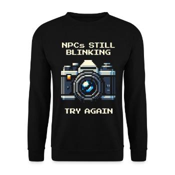NPC is still blinking | Try again, portrait - Unisex Sweatshirt - black - Front - Alina (178cm) & Michal (187cm)