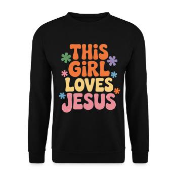 Cette fille aime Jésus – Rétro coloré - Sweat-shirt Unisexe - noir - Devant - Alina (178cm) & Michal (187cm)