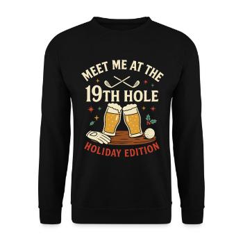 Treffen Sie mich bei der 19. Loch Holiday Edition - Unisex Pullover - Schwarz - Vorne - Alina (178cm) & Michal (187cm)