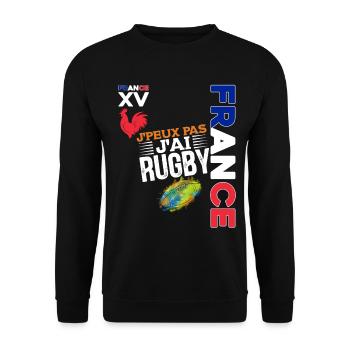 I Can't I Have Rugby Passion Rugby Player - Unisex Sweatshirt - black - Front - Alina (178cm) & Michal (187cm)