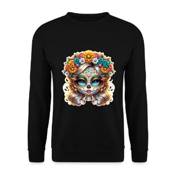 La Catrina - Unisex Pullover - Schwarz - Vorne - Alina (178cm) & Michal (187cm)