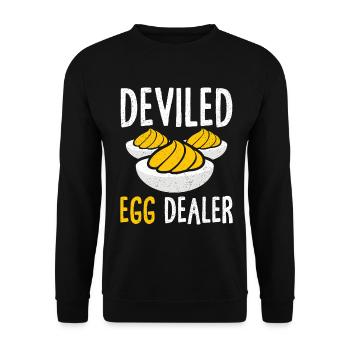Gefüllte Eier Teuflische Eier Thanskgiving - Unisex Pullover - Schwarz - Vorne - Alina (178cm) & Michal (187cm)