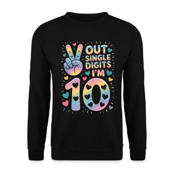 10th Birthday Girl | Double digits fun - Unisex Sweatshirt - black - Front - Alina (178cm) & Michal (187cm)