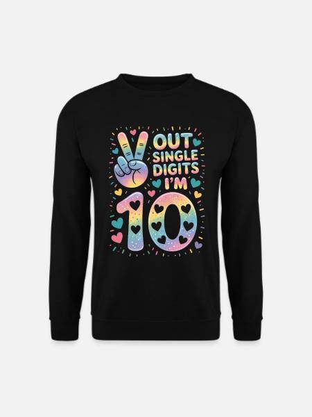 10. Geburtstag Mädchen | Doppelter Ziffern-Spaß - Unisex Pullover - Schwarz