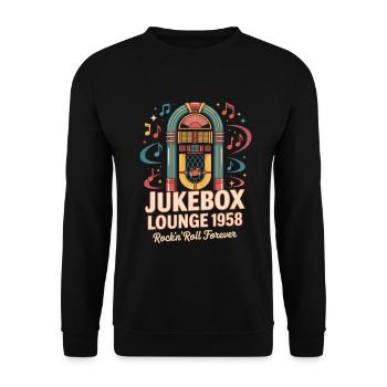 Jukebox Lounge 1958 - Unisex Sweatshirt - black - Front - Alina (178cm) & Michal (187cm)