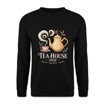 Vintage Tea Advertising - Unisex Sweatshirt - black - Front - Alina (178cm) & Michal (187cm)