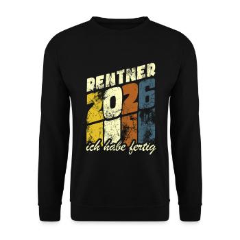 Rente 2026 | Retraite | Maison d’hôtes | J’ai fini - Sweat-shirt Unisexe - noir - Devant - Alina (178cm) & Michal (187cm)