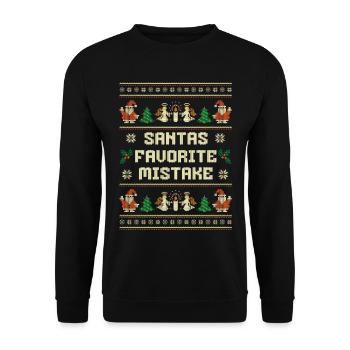 Santa's Favorite Mistake – funny ugly Christmas - Unisex Sweatshirt - black - Front - Alina (178cm) & Michal (187cm)