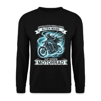 Bikers Never underestimate an old man - Unisex Sweatshirt - black - Front - Alina (178cm) & Michal (187cm)