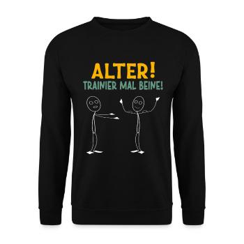 Stick Figure OLD TRAINER TIMES LEGS Drôle - Sweat-shirt Unisexe - noir - Devant - Alina (178cm) & Michal (187cm)