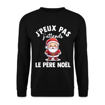 Je Peux Pas J'attends le Père Noël Joyeux Noel  - Sweat-shirt Unisexe - noir - Devant - Alina (178cm) & Michal (187cm)
