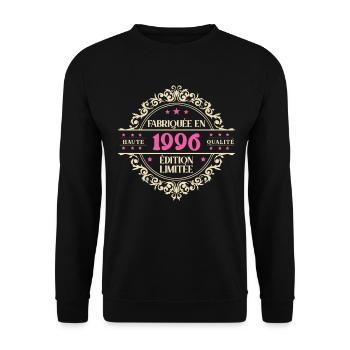 Fabriquée en 1996 Anniversaire Fille Femme Cadeau - Sweat-shirt Unisexe - noir - Devant - Alina (178cm) & Michal (187cm)