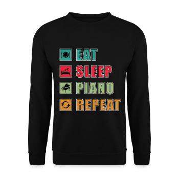 Eat Sleep Piano Repeat - Unisex Sweatshirt - black - Front - Alina (178cm) & Michal (187cm)