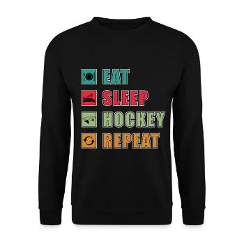 Eat Sleep Hockey Repeat - Unisex Pullover - Schwarz - Vorne - Alina (178cm) & Michal (187cm)
