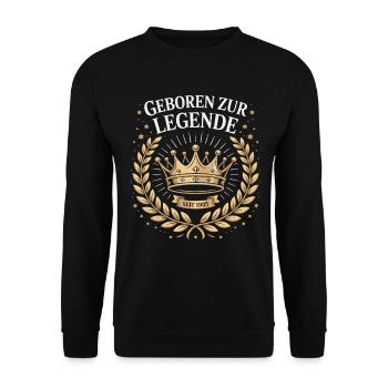 Geboren zur Legende Krone - Unisex Pullover - Schwarz - Vorne - Alina (178cm) & Michal (187cm)