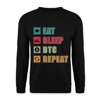 Eat Sleep BTC Repeat T-Shirt Design - Unisex Sweatshirt - black - Front - Alina (178cm) & Michal (187cm)