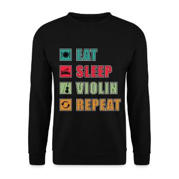 Eat Sleep Violin Repeat Graphic - Unisex Sweatshirt - black - Front - Alina (178cm) & Michal (187cm)