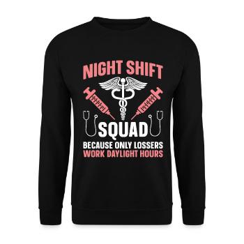 Hem/Onc Nurse Appreciation Night Shift Hematology - Unisex Sweatshirt - black - Front - Alina (178cm) & Michal (187cm)