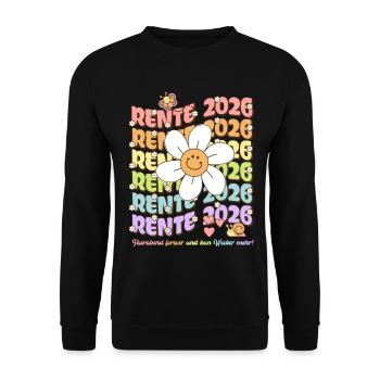 Pension 2026 – Closing time forever & no more alarm clock - Unisex Sweatshirt - black - Front - Alina (178cm) & Michal (187cm)