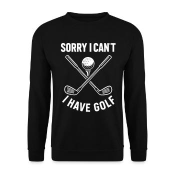 Tut mir leid, ich kann nicht Golf haben Lustiges Golf-Zitat - Unisex Pullover - Schwarz - Vorne - Alina (178cm) & Michal (187cm)