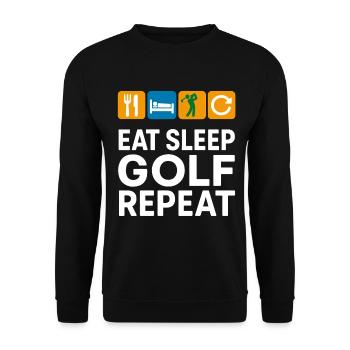 Eat Sleep Golf Repeat Funny Golfer - Unisex Sweatshirt - black - Front - Alina (178cm) & Michal (187cm)