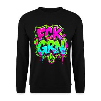 FCK GRN Graffiti  - Unisex Pullover - Schwarz - Vorne - Alina (178cm) & Michal (187cm)