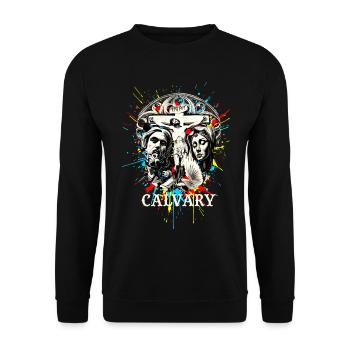 CALVARY Crucifixion - Street Art Christianity - Unisex Sweatshirt - black - Front - Alina (178cm) & Michal (187cm)