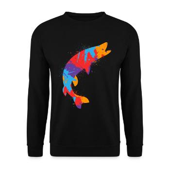 Colorful Pike Fishing Pike Fishing Angler - Unisex Sweatshirt - black - Front - Alina (178cm) & Michal (187cm)