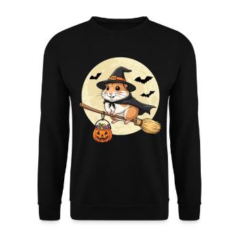 Mignon hamster sorcière Halloween citrouille pleine lune - Sweat-shirt Unisexe - noir - Devant - Alina (178cm) & Michal (187cm)