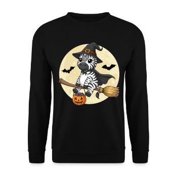 Süßer Zebra Hexe Halloween Kürbis Vollmond - Unisex Pullover - Schwarz - Vorne - Alina (178cm) & Michal (187cm)