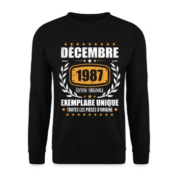 Décembre 1987 Anniversaire - Nées En Décembre 1987 - Sweat-shirt Unisexe - noir - Devant - Alina (178cm) & Michal (187cm)
